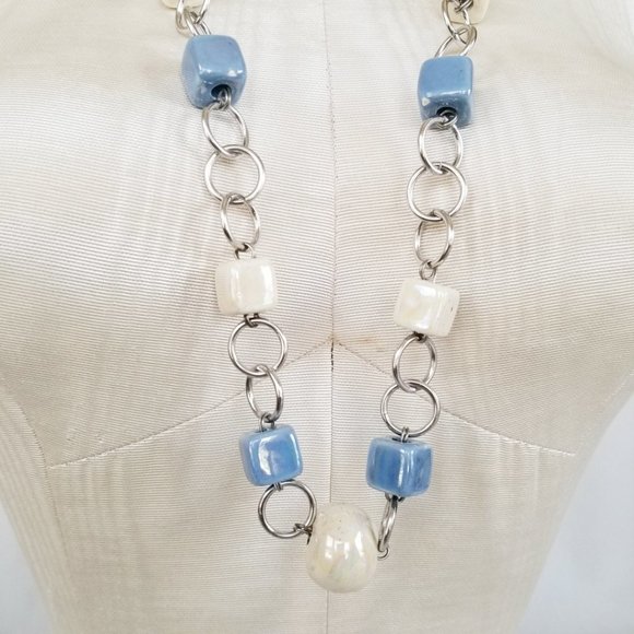 Made in Italy Ceramic Beaded Chain Necklace 34" -Some Slight Chipping - Picture 10 of 12